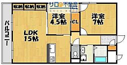 アルウェットグランドステージ 2LDKの間取図画像
