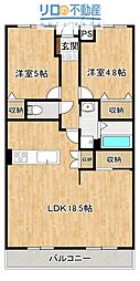 ピーチヒル加茂 2LDKの間取図画像