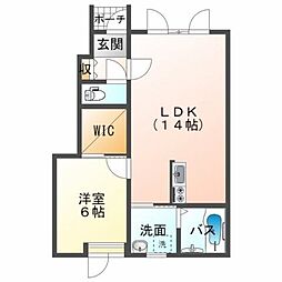 アバン・ダンティアB 1LDKの間取図画像