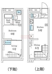 Fika代々木上原 2階1LDKの間取り