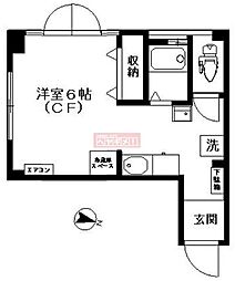 百瀬ビル 3階ワンルームの間取り