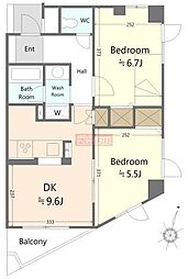 クリーン下北沢 4階2DKの間取り