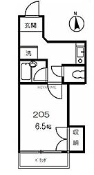 ＯＤハウス 2階1Kの間取り