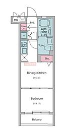 RESIDIA笹塚 1DKの間取図画像