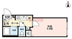 GRANQUAL新代田 1Kの間取図画像