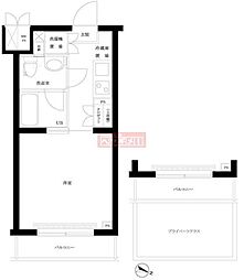 ルーブル笹塚弐番館 1Kの間取図画像