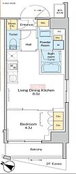 PROUDFLAT渋谷笹塚 1LDKの間取図画像