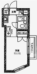 日神パレステージ代田橋 ワンルームの間取図画像