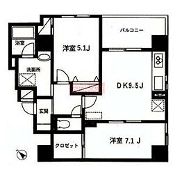 マンション八木橋 2DKの間取図画像