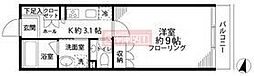 恩京アムールビル 1Kの間取図画像