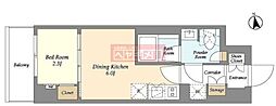 アイフラット品川戸越パークサイド 1DKの間取図画像