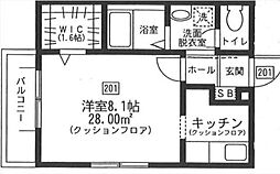 ドムスmaeda 1Kの間取図画像