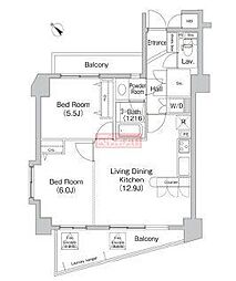 COMFORIA代々木上原 2LDKの間取図画像