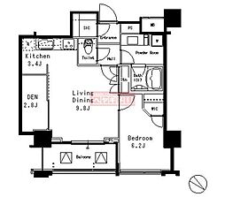 MFPR目黒タワー 1SLDKの間取図画像