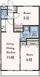 パークタウンB 2LDKの間取図画像