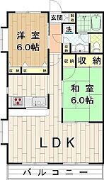 リバーヒルマンション 2LDKの間取図画像