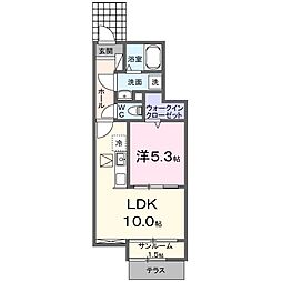 川越市中台南1丁目アパート 1LDKの間取図画像