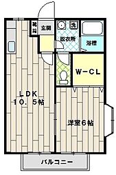 リリーガーデン 1Kの間取図画像