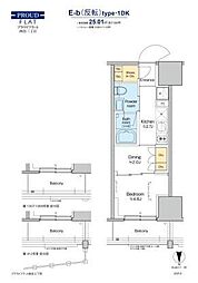 プラウドフラット四谷三丁目 13階1DKの間取り