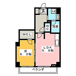 ルミナス神楽坂 1LDKの間取図画像