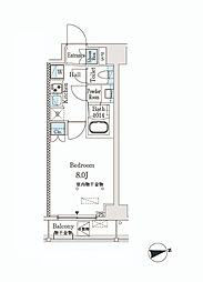 市谷仲之町ViewApartment 1Kの間取図画像