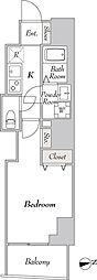 Premier市谷薬王寺 1Kの間取図画像