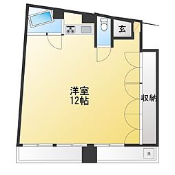 ハプニングタワー ワンルームの間取図画像