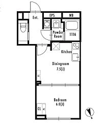 GRANPASEO市谷仲之町 1DKの間取図画像