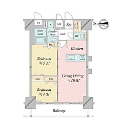 クロスレジデンス飯田橋 2LDKの間取図画像