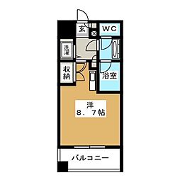 レジディアイチガヤ ワンルームの間取図画像