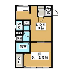 土田ビル 1DKの間取図画像