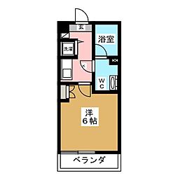 レジディアイチガヤ 1Kの間取図画像
