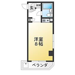 西ビル ワンルームの間取図画像