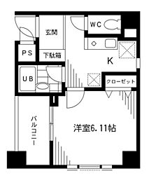 プライムアーバン千代田富士見 1Kの間取図画像