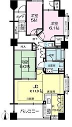 茨木シティハウスステーションコート 3LDKの間取図画像