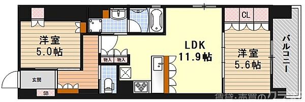 リーガル京都堀川中立売II 402｜京都府京都市上京区一町目(賃貸マンション2LDK・4階・57.22㎡)の写真 その2