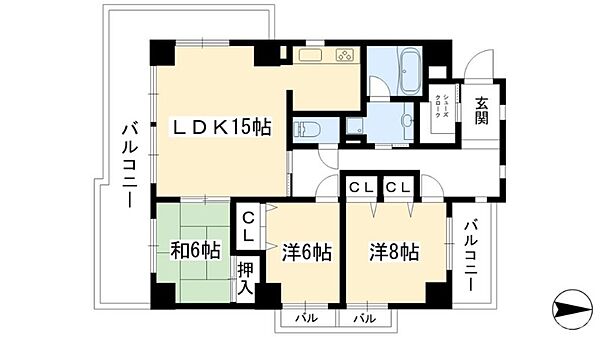 コンチネンタルヒロ 201｜京都府京都市左京区岩倉南河原町(賃貸マンション3LDK・2階・97.38㎡)の写真 その2