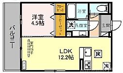 vogue京都桂（ヴォーグ京都桂） 1階1LDKの間取り