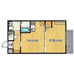 エントランスライフ宝ヶ池 3階1DKの間取り