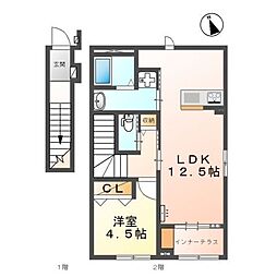 セレーネ 2階1LDKの間取り