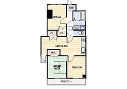 グレイスヴィラ阿部 8階3LDKの間取り