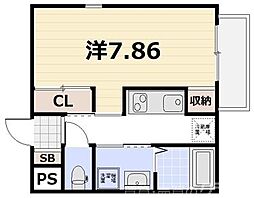 attrice一乗寺 202 2階1Kの間取り