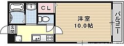 京洛マンション 3階1Kの間取り