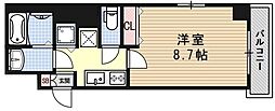 アドバンス京都アクィラ 3階1Kの間取り