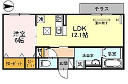SINFONIA 1階1LDKの間取り