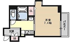 KDXレジデンス西院 3階1Kの間取り