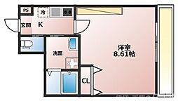 フラッティ西京極 306 3階1Kの間取り
