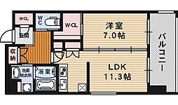 アスヴェル京都烏丸五条 8階1LDKの間取り