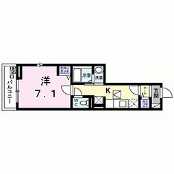 ラフレシール太秦I 1階1Kの間取り