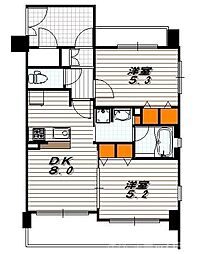 エステムプラザ京都御所ノ内REGIA 3階2DKの間取り